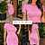 Vestido Canela﻿do Justo Manga Curta Tubinho Listras Fabuloso Rosa - Imagem 5