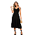Vestido Feminino Midi Preto Alça Fina Decote V Elegante Luxo - Imagem 5