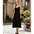 Vestido Feminino Midi Preto Alça Fina Decote V Elegante Luxo - Imagem 1