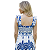 Vestido Longo Feminino Estampado Elegante Decote Quadrado Azul Branco - Imagem 5