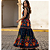 Vestido Longo Feminino Estampado Elegante Decote Quadrado Azul Laranja - Imagem 7