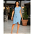 Vestido Moda Feminina Canelado Transpassado Amarração Casual Azul - Imagem 1