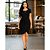 Vestido Moda Feminina Canelado Transpassado Amarração Casual Preto - Imagem 1