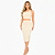 Conjunto Feminino Midi Saia Lápis e Cropped Assimétrico Top Bege - Imagem 1