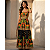 Vestido Longo Feminino Estampado Elegante Decote Quadrado Preto/Laranja - Imagem 1