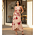 Conjunto Feminino Cropped + Saia Envelope Midi Estampado Bordô - Imagem 1