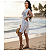 Saída de Praia Curta Tricô Vazado Feminina Verão Com Fenda Branco - Imagem 5