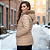 Jaqueta Feminina Puffer Alongada Com Capuz Peluciado Frio Bege - Imagem 6