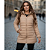 Jaqueta Feminina Puffer Alongada Com Capuz Peluciado Frio Bege - Imagem 1