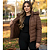 Jaqueta Puffer Feminina Com Capuz Removível Moda Inverno Marrom - Imagem 4