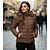 Jaqueta Puffer Feminina Com Capuz Removível Moda Inverno Marrom - Imagem 1