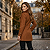 Casaco Feminino Sobretudo Elegante Gola Peluciada Inverno Marrom - Imagem 6