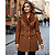 Casaco Feminino Sobretudo Elegante Gola Peluciada Inverno Marrom - Imagem 1