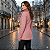 Casaco Feminino Sobretudo Elegante Gola Peluciada Inverno Rosa - Imagem 6