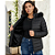 Jaqueta Puffer Feminina Inverno Forrada Quentinha Com Capuz Preto - Imagem 5