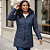 Jaqueta Alongada Feminina Parka Puffer Capuz Removível Frio Azul Marinho - Imagem 1