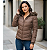Jaqueta Moda Feminina Puffer Acolchoada Inverno Zíper Luxo Marrom - Imagem 1