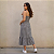 Vestido Feminino Midi Xadrez Com Botões E Fenda Alça Verão Preto - Imagem 8