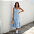 Vestido Feminino Midi Xadrez Com Botões E Fenda Alça Verão Azul - Imagem 7