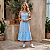 Vestido Feminino Midi Xadrez Com Botões E Fenda Alça Verão Azul - Imagem 1
