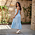 Vestido Feminino Midi Xadrez Com Botões E Fenda Alça Verão Azul - Imagem 8