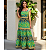 Vestido Longo Feminino Estampado Elegante Decote Quadrado Verde - Imagem 1