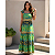 Vestido Longo Feminino Estampado Elegante Decote Quadrado Verde - Imagem 6