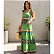 Vestido Longo Feminino Estampado Elegante Decote Quadrado Verde - Imagem 5