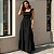 Vestido Feminino Longo Fluido Lastex No Busto Babados Alça Preto - Imagem 1