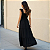 Vestido Feminino Longo Fluido Lastex No Busto Babados Alça Preto - Imagem 7