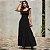 Vestido Feminino Longo Fluido Lastex No Busto Babados Alça Preto - Imagem 5