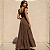 Vestido Feminino Longo Fluido Lastex No Busto Babados Alça Marrom - Imagem 7