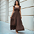 Vestido Feminino Longo Fluido Lastex No Busto Babados Alça Marrom - Imagem 5