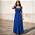 Vestido Feminino Longo Fluido Lastex No Busto Babados Alça Azul Royal - Imagem 1