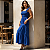 Vestido Feminino Longo Fluido Lastex No Busto Babados Alça Azul Royal - Imagem 6