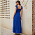 Vestido Feminino Longo Fluido Lastex No Busto Babados Alça Azul Royal - Imagem 7