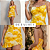 Vestido Curto Feminino Floral Alcinha Com Drapeado Lateral Amarelo - Imagem 4