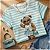 T-Shirt Moda Feminina Listrada 100% Algodão Ursa Fashionista - Imagem 5