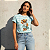 T-Shirt Moda Feminina Listrada 100% Algodão Ursa Fashionista - Imagem 1
