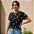 Camiseta T-shirt Gola Ribana 100% Algodão Feminina Bolinhas - Imagem 4
