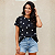 Camiseta T-shirt Gola Ribana 100% Algodão Feminina Bolinhas - Imagem 1