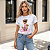 Blusa Feminina Camiseta Baby Look 100% Algodão Gola Redonda Off Urso - Imagem 5