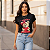Blusa Feminina Camiseta Baby Look 100% Algodão Gola Redonda Preto Urso - Imagem 6