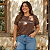 Tshirt Plus Size Camiseta Estampada Soltinha Pronta Entrega Marrom - Imagem 6
