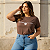 Tshirt Plus Size Camiseta Estampada Soltinha Pronta Entrega Marrom - Imagem 5