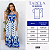 Vestido Moda Feminina Longo Floral Alça E Recorte Na Cintura Azul/Branco - Imagem 3