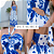 Vestido Moda Feminina Longo Floral Alça E Recorte Na Cintura Azul/Branco - Imagem 4