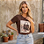 Camiseta Tshirt Verão Gola Redonda Brilhosa Estampada Casual Marrom Bolsa - Imagem 5