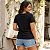 Camiseta Tshirt Verão Gola Redonda Brilhosa Estampada Casual Preto Gatinho - Imagem 7