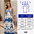 Vestido Moda Feminina Longo Floral Alça E Recorte Na Cintura Branco/Azul - Imagem 3